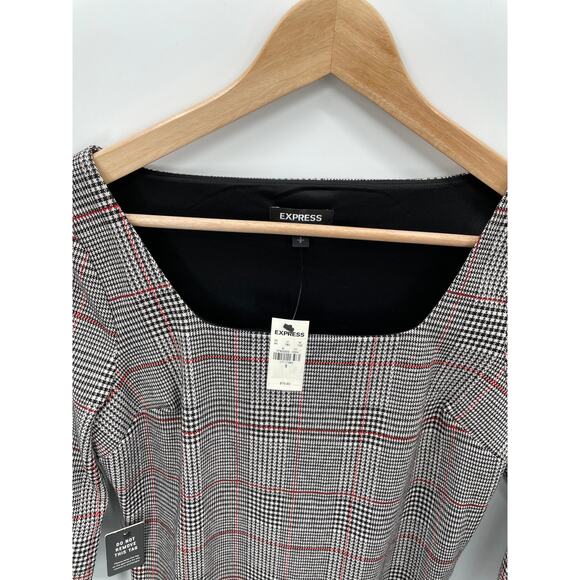 EXPRESS NWT Plaid Square Neck Sheath Academia Dress / S - Picture 7 of 9
